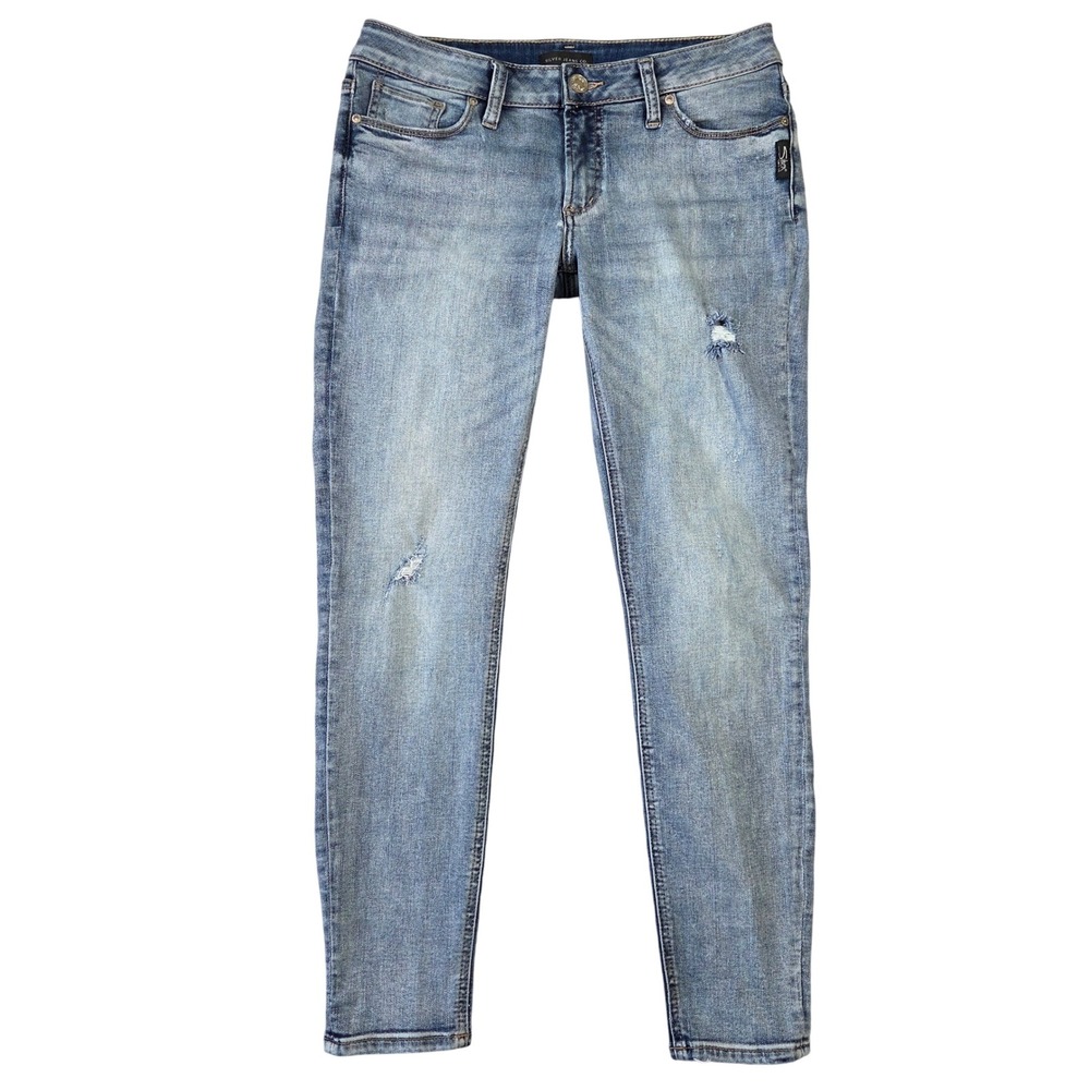 Silver Jeans‎ Suki Skinny Light Wash Distressed Blue Denim Jeans 30x29 Western